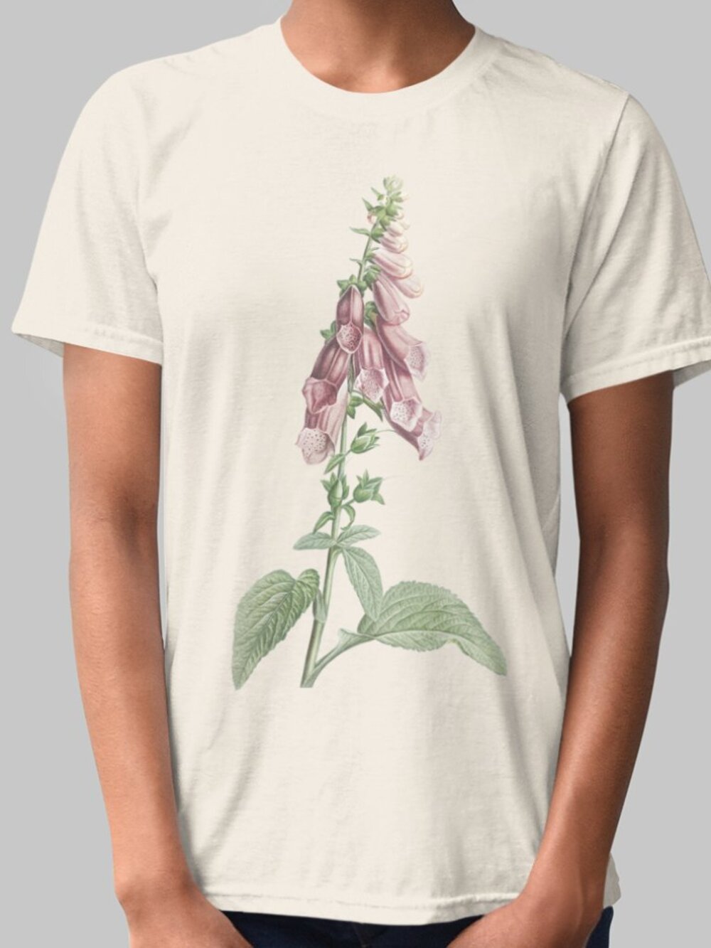 Foxglove Vintage Floral Print Short Sleeve Graphic Tee T-shirt S-XXL - Picture 1 of 5